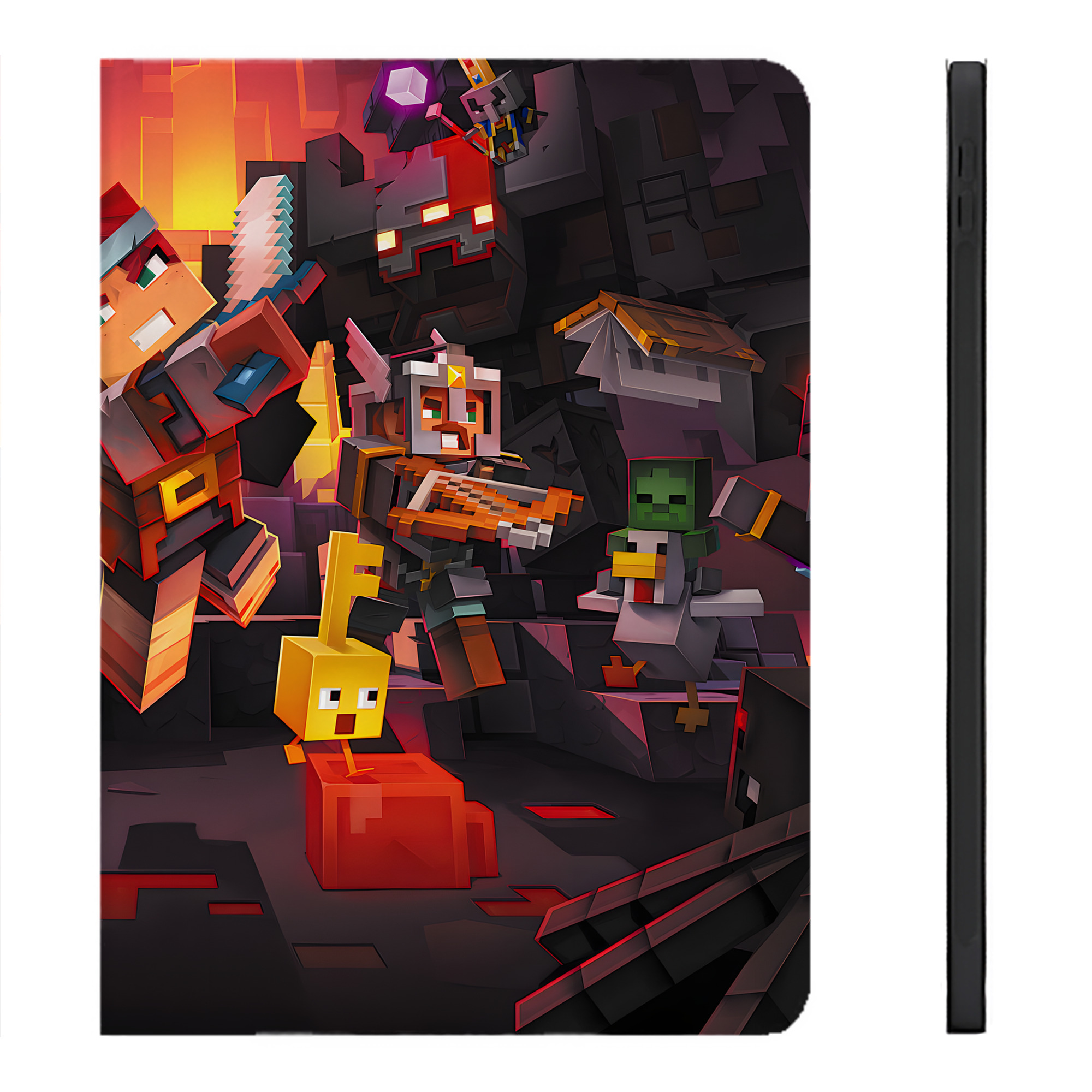 （画像用） マインクラフト ブロックの世界 Minecraft MC Block world IPadケース ペンホルダー付き ブックスタイルデザイン
